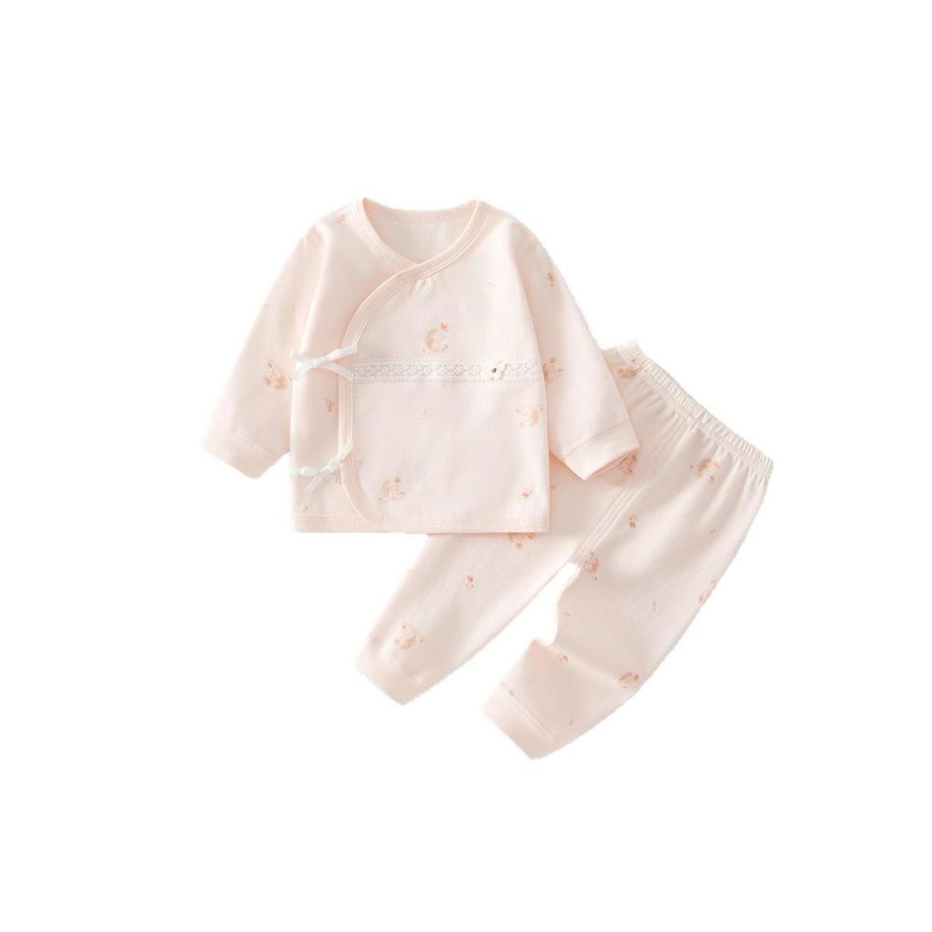 Little Lamb 95% Cotton Newborn Pajama Set for Girls - All Cotton Autumn Clothes & Pants (0-6 Months)