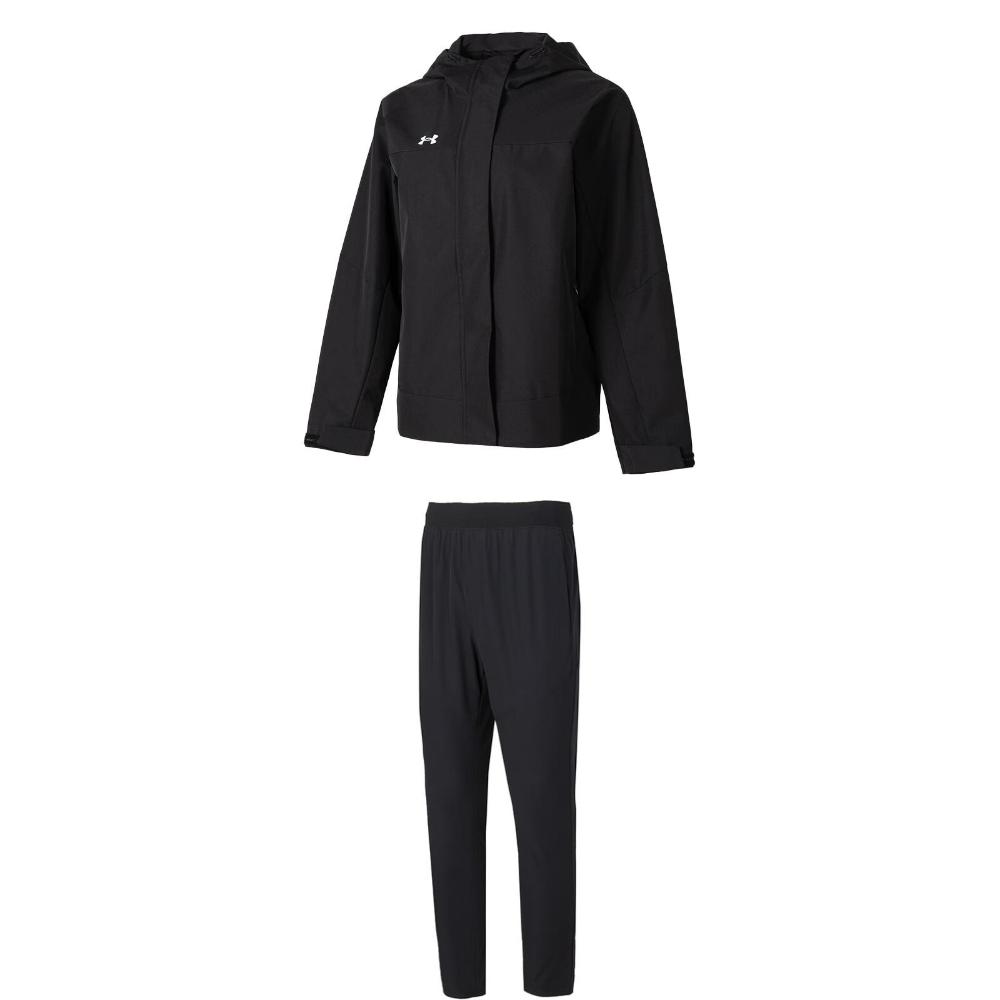 

Under Armour Training Water-Resistant Hooded Jacket Comfortable Running Long Pants Casual Set Women sets Black 23600402-001+24600710-001 3XL