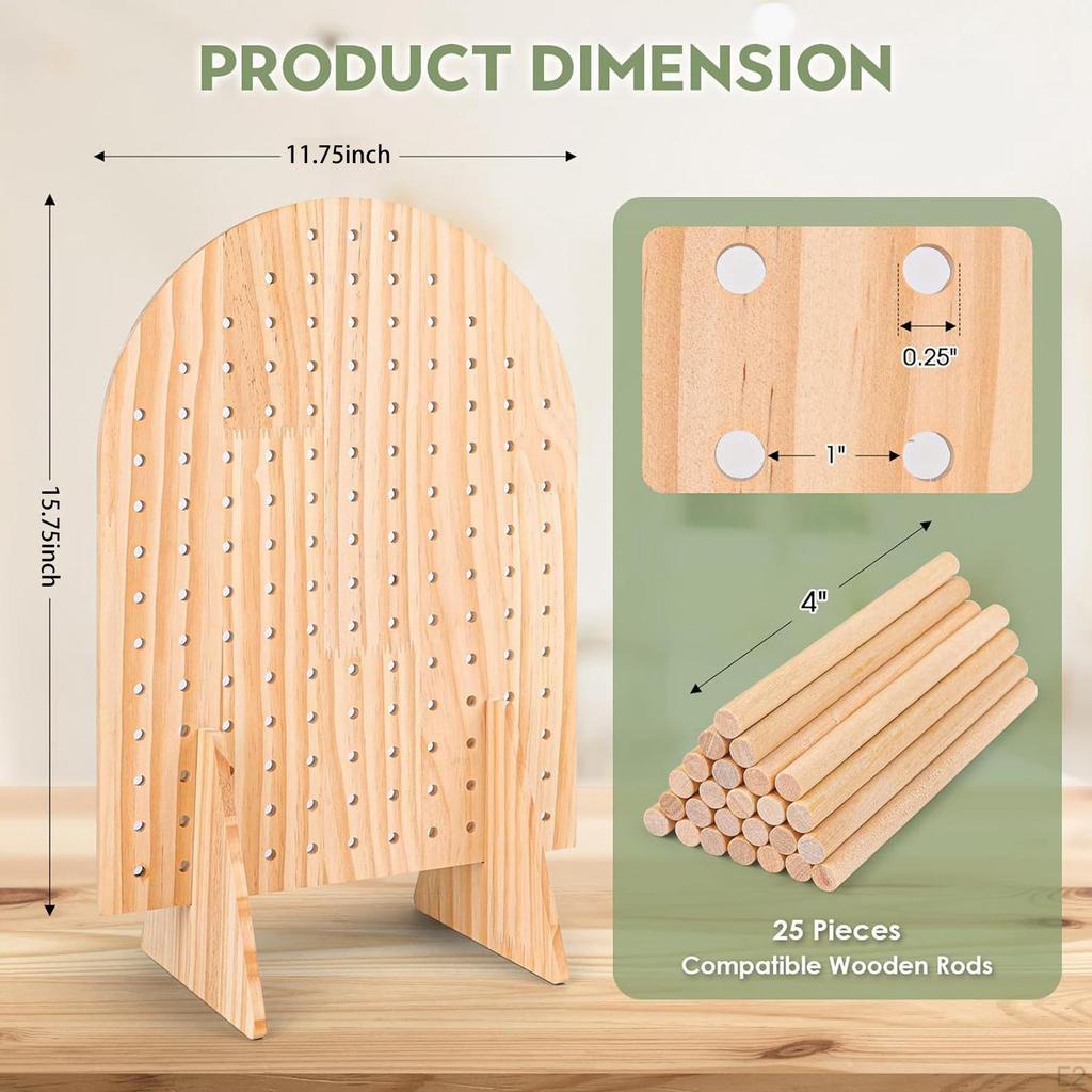 Wooden Pegboard Display Stand Jewelry Rack Space Saving Keyring Holder Organizer for Countertop