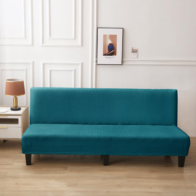 Jacquard Sofa Bed Cover High-quality Polar Fleece Fabric Armless Sofa Bed Cover Without Armrest For Living Room Stretch Folding