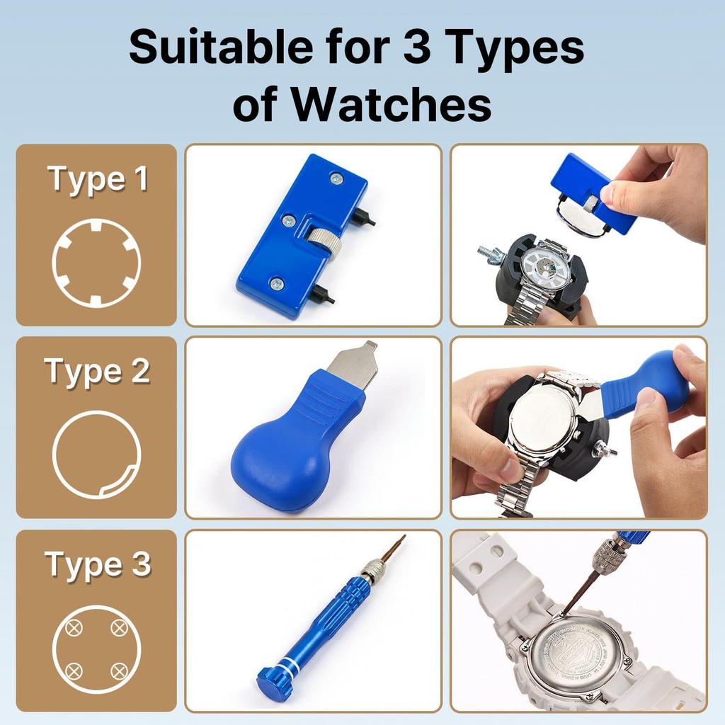 12-Piece Watch Repair Kit: Case Opener, Repair Stand, Fixing Stand, Rear Cover Tool Combination Set.