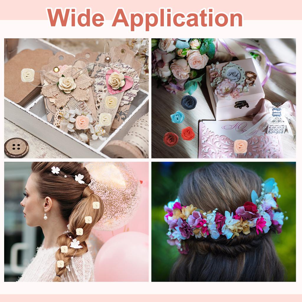 100 Stück 1,5 cm Mini Satinband Rosen Handgefertigt Gerollte Rosettenblume für DIY Bastelzubehör Nähen Verpackungsdekoration