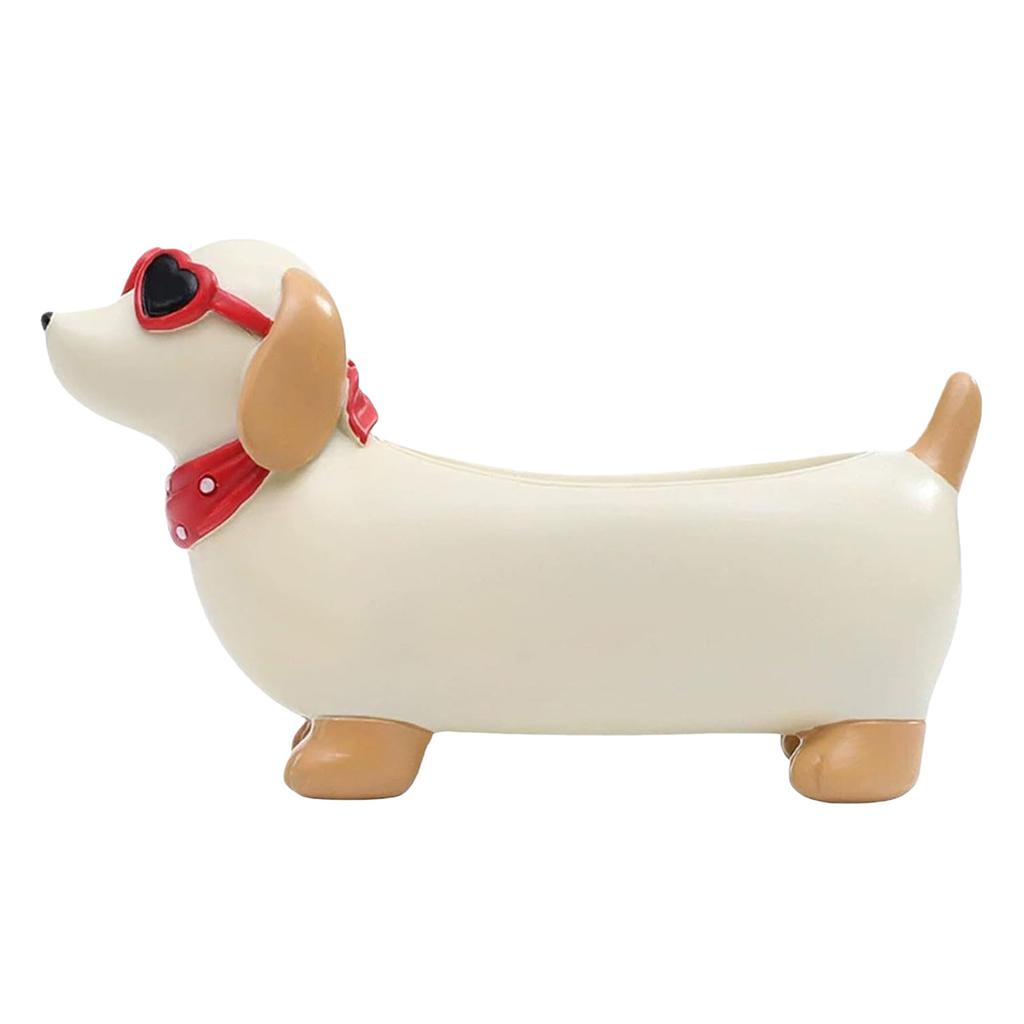 Cute Dachshund Resin Succulent Planter Adorable Dog-Shaped Flower Pot Funny Little Dog Flowerpot for Indoor Outdoor Patio Garden