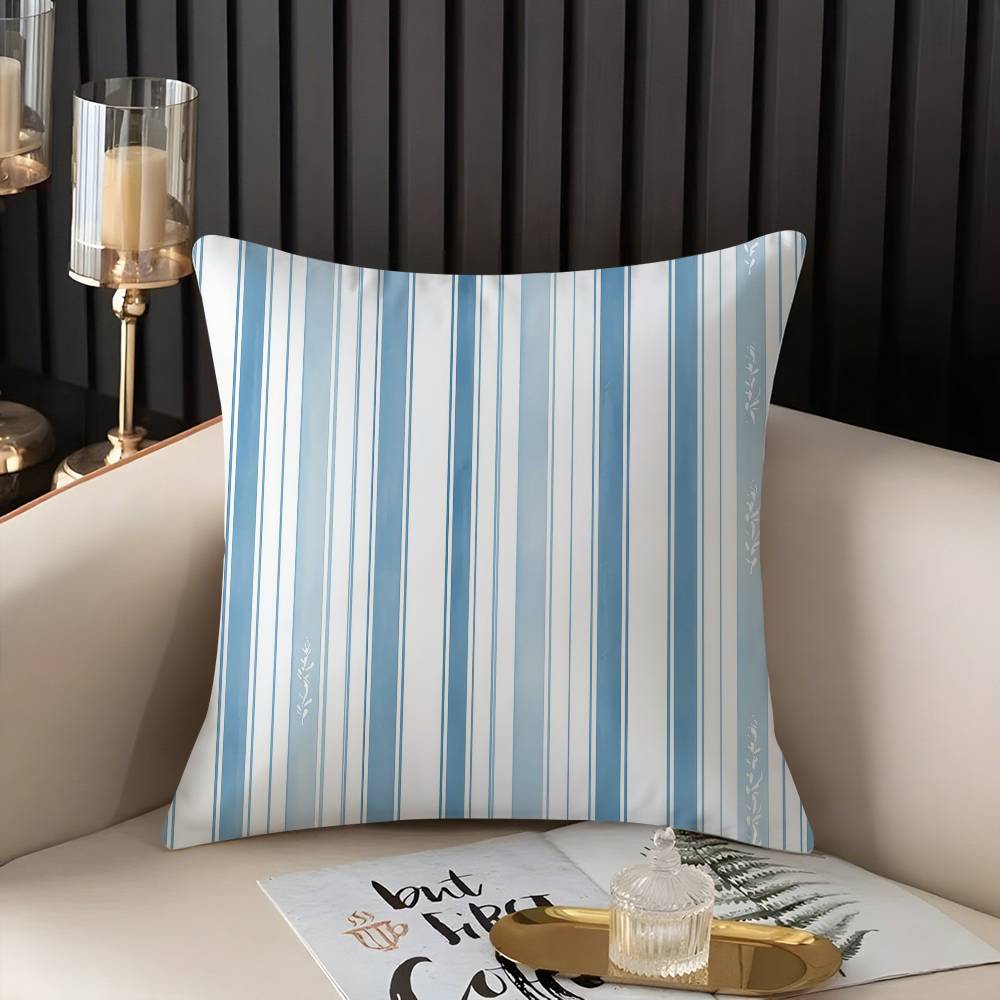 Classic Striped Pillow Case Home Dorm Chair Back Short Plush Double-sided Printing Office Nap Time Cushion Cover