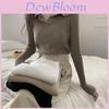 Vintage Knit Sweater For Women With Polo Neck And Princess Sleeves For Fall Winter Wear