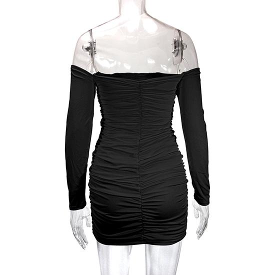 Rochie elegantă de primăvară/toamnă pentru femei, cu un singur umăr, mânecă lungă, mulată pe corp, sexy, stil european/asiatic, wrap