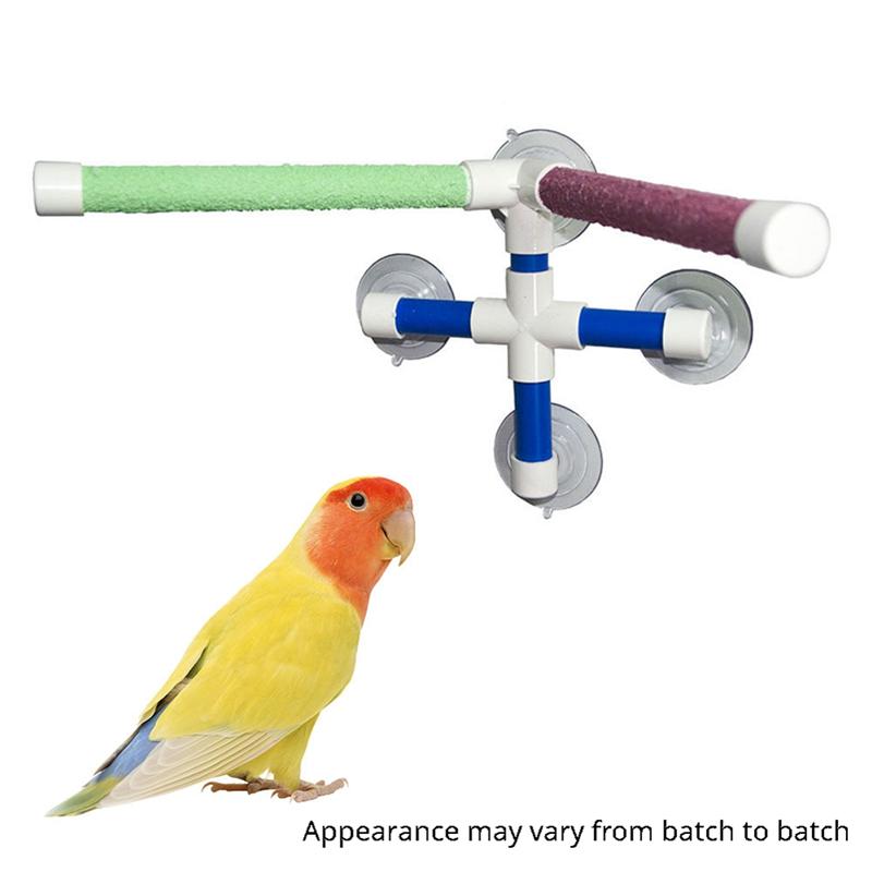 A84X-Suction Cup Pet Bird Parrot Bath Shower Stand Platform Pole Double Stick Claw Sharpening Stand Fun Perch
