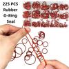 225PCS High-temperature Resistant Silicone O-Ring Set Oil-Resistant Rubber O-Ring Seal  Pipelines