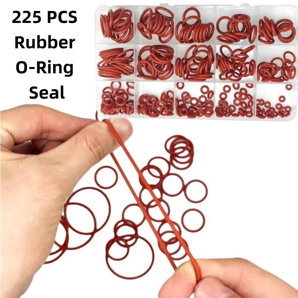 225PCS High-temperature Resistant Silicone O-Ring Set Oil-Resistant Rubber O-Ring Seal  Pipelines