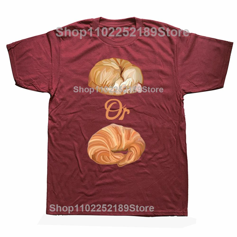 Funny Croissant Cat Meme Graphic T-shirts Men Women's Fashion Casual Tshirt 100% Cotton Loose Oversized Food Lover T Shirt