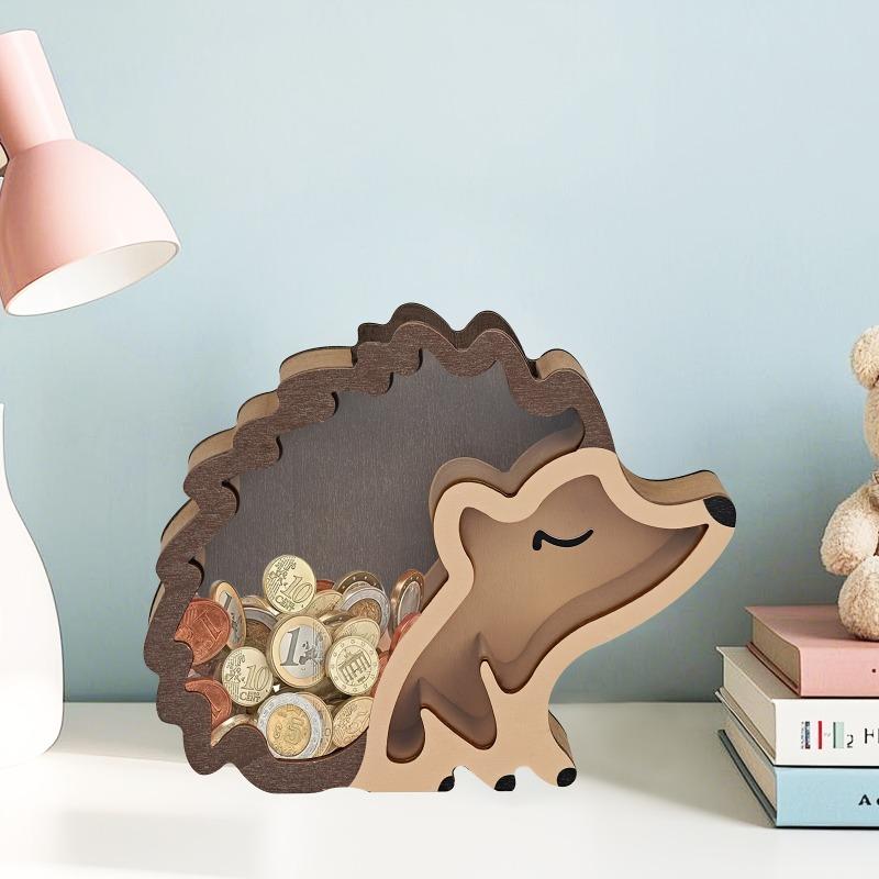 1 Creative Wooden Hedgehog Storage Box, Vintage Animal Design, Multi-use for Jewelry & Ornaments, Lovely Desktop Decor for Holiday Gifts