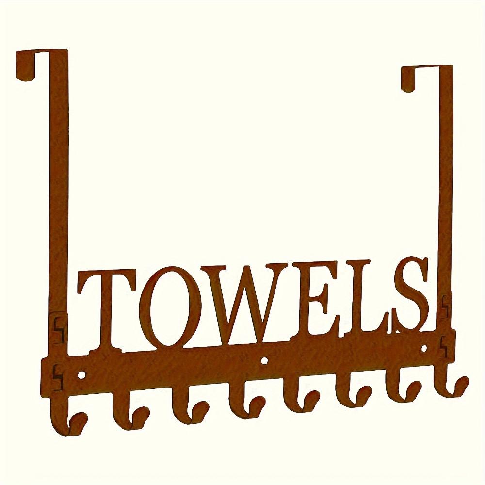 Heavy Duty Over Door Towel Rack 5/6/8 Hooks No Drilling, Black Metal Wall Mounted Organizer for Bathroom Kitchen Bedroom, Space Saving