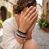 European Crystal Beaded Lapis Lazuli Unisex Bracelet: Simple, Retro, Versatile Jewelry