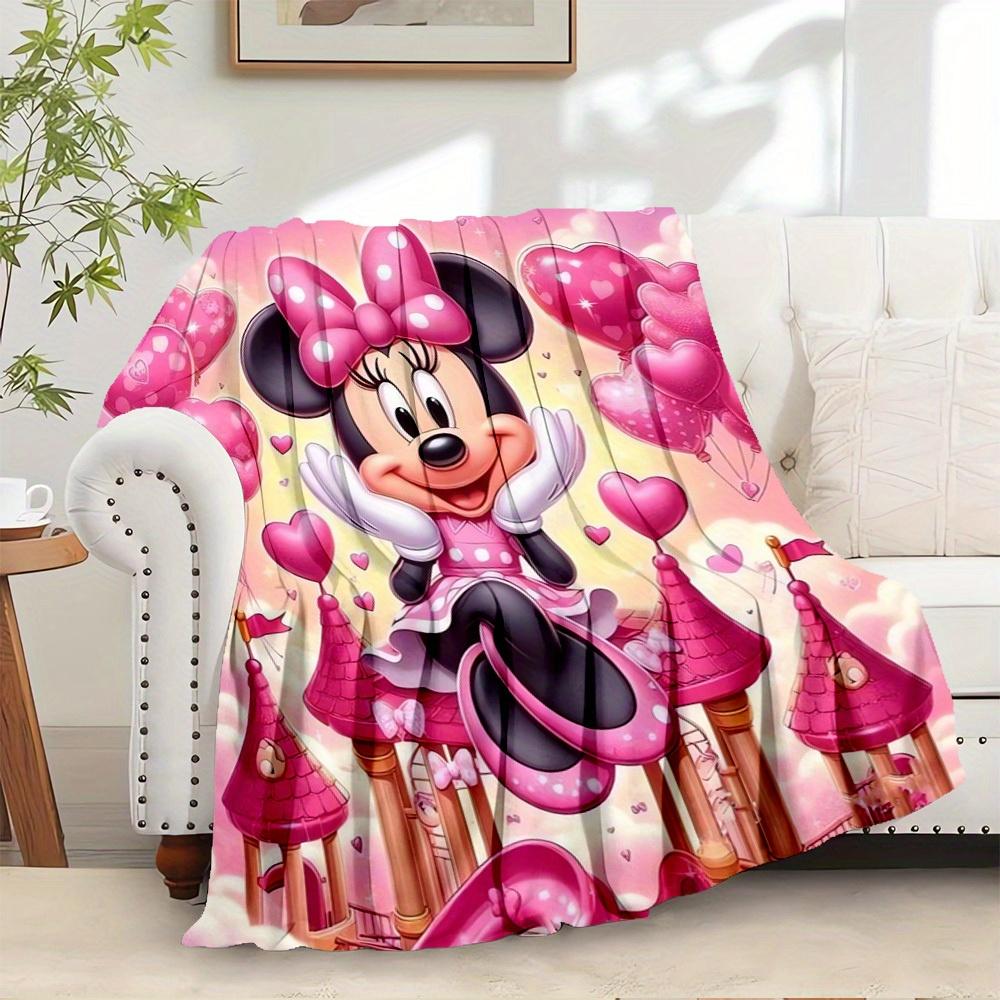 1pc Flannel Minnie Mouse Pink Heart Balloons Castle 75x90cm