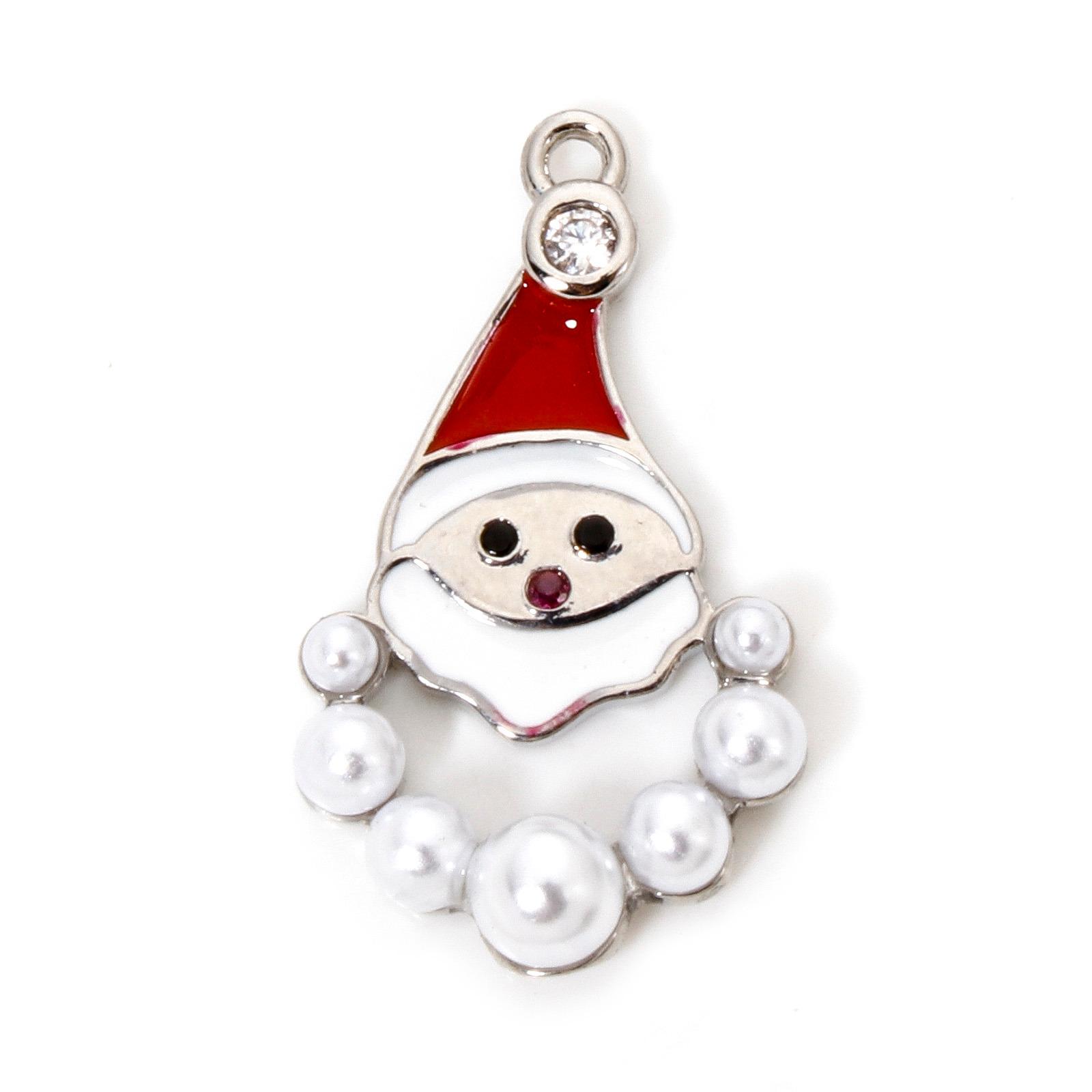 

1PC Brass Christmas Charms Ginger Bread Man Girl Imitation Pearl Santa Claus Pendants For DIY Jewelry Making Necklace Findings