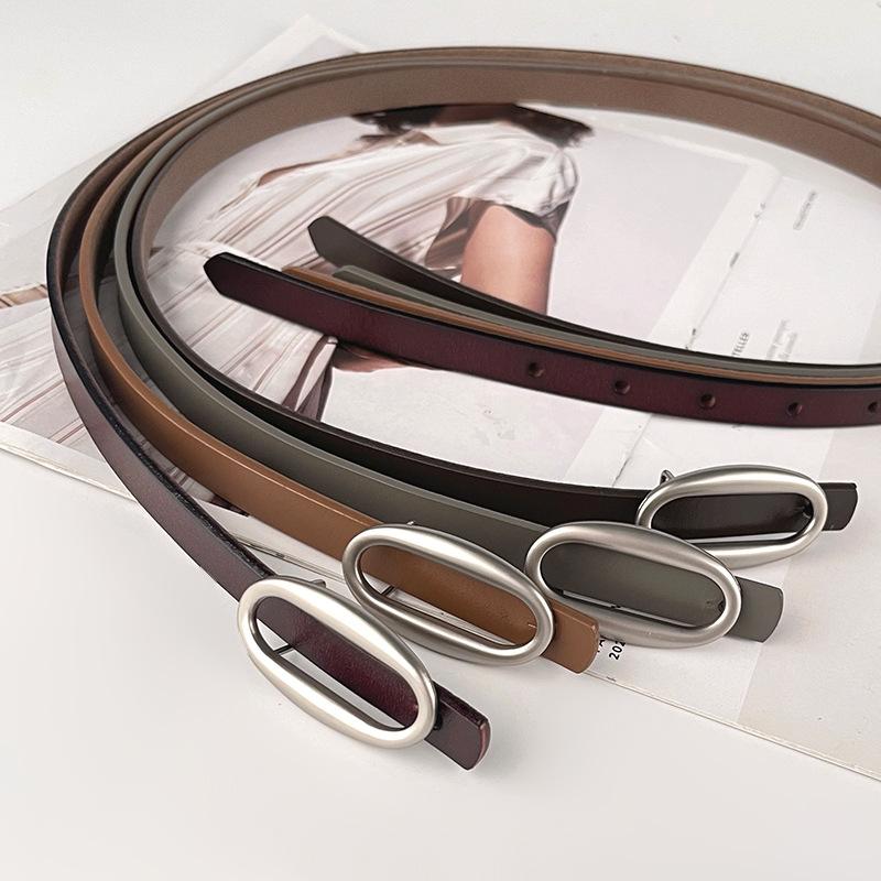 Genuine Leather Women's Belt Cowhide with Casual Pants Dress for Women's Thin Belt Goddess