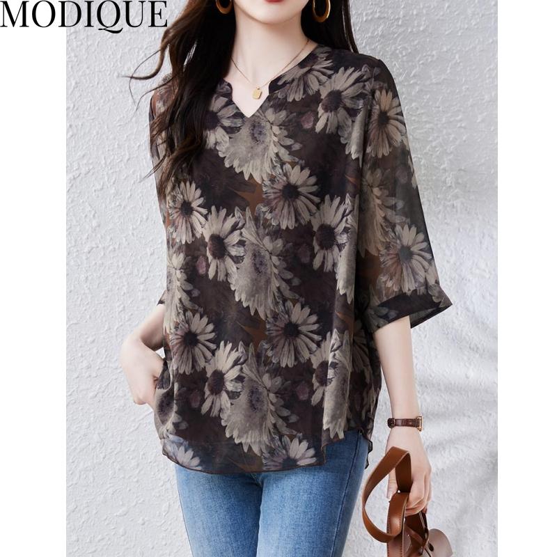 MODIQUE Frühling Sommer Plus Größe Neue Frauen Lose Vintage Baumwolle Leinen Floral Spitze Bluse Shirts Weibliche Casual Oversize Langarm V-ausschnitt Top T-Shirt