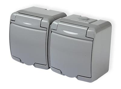 Karlik Junior Ash - Double Surface-mounted Socket IP54 - 10GHE-2