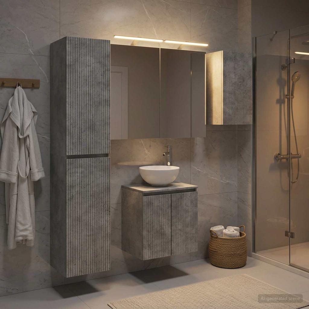 Bathroom Cabinet Set 5 pcs Concrete Grey 50 x 14.5 x 70 cm
