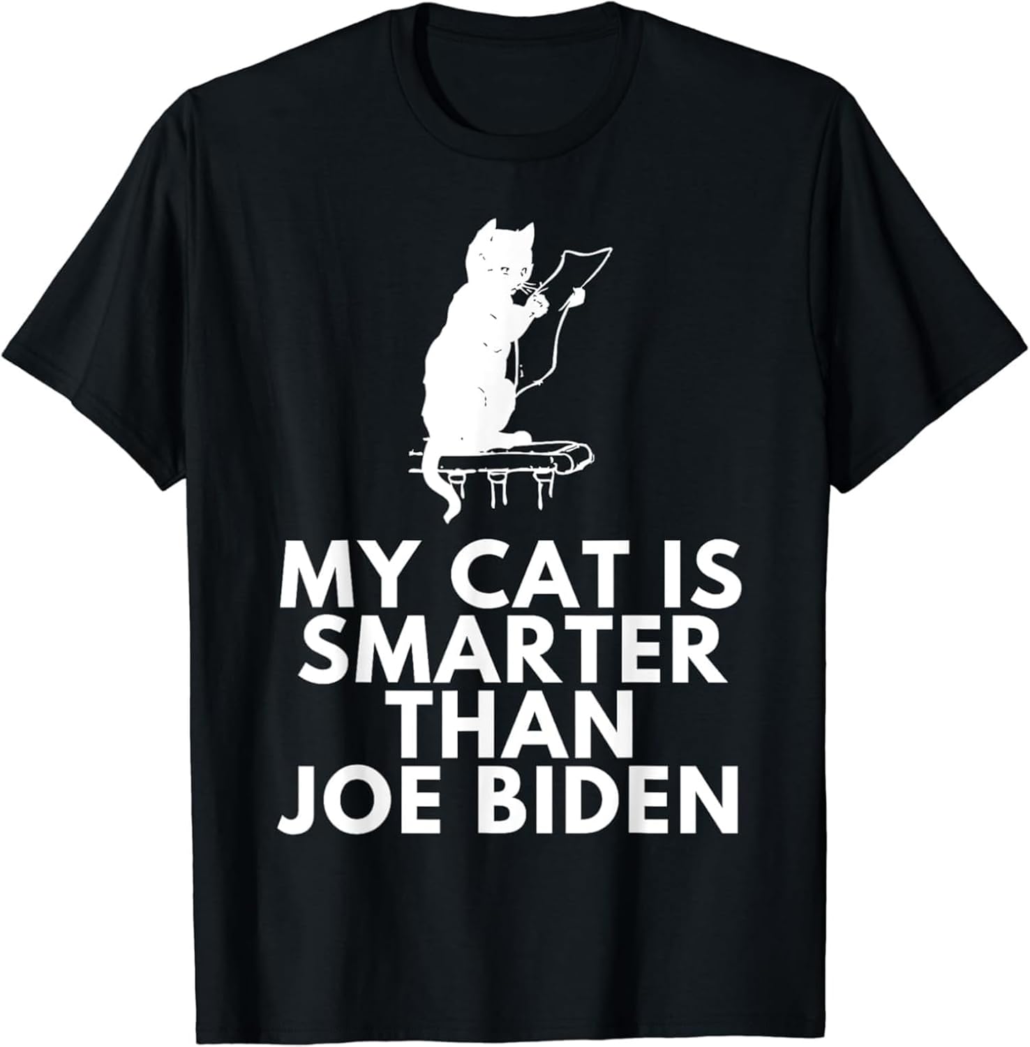 My Cat is Smarter Than Joe Biden Funny Republican Anti-Biden T-Shirt 4XL чёрный