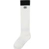 DOYOUKNOWMC ALL SEASON Color Block Rib White Wappen Decorated Knee Socks
