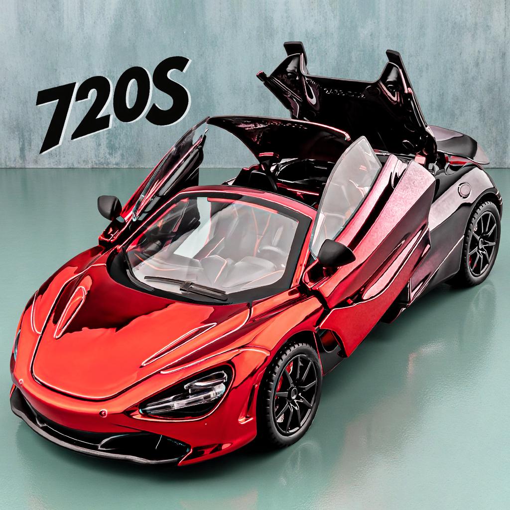1:24 720S Spider Alloy Car Model Sound and Light Pull Back Children's Toy Collectibles Birthday Gift