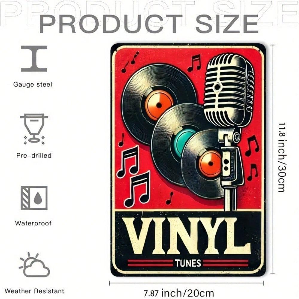 Vintage Microphone Tin Sign Music Retro Wall Decor Rustic Bar Metal Art Gift