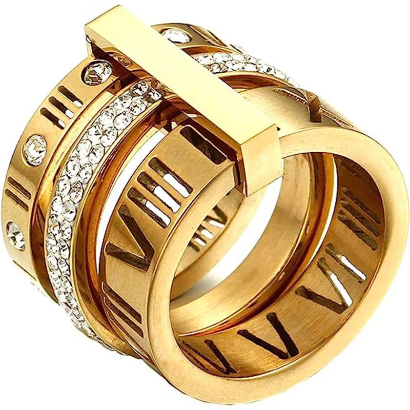 Starry Night European & American 3-in-1 Multi-Ring with Roman Lettering - Trendsetter Fashion Jewelry