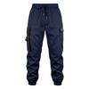 Men Drawstring Elastic Waist Jogger Cargo Pants, Multi Pockets Ribbon Decor Tapered Ankle Cuffs Casual Streetwear Utility Trousers Outdoor Daily Wear