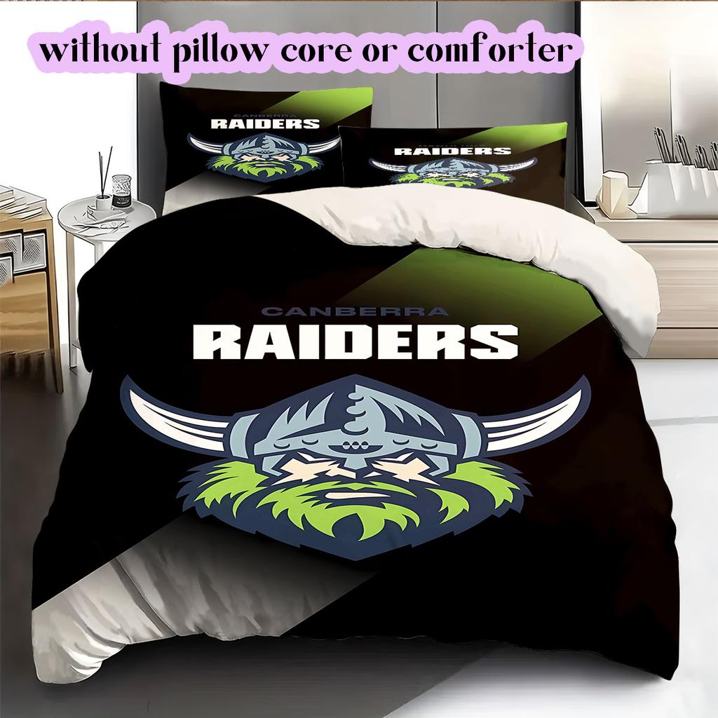Canberra Raiders Muster Bettwäsche, Steppbett Set Bettbezug Kissenbezug Zuhause Geburtstagsgeschenk (1 Bettbezug + 2 Kissenbezüge, ohne Füllung)