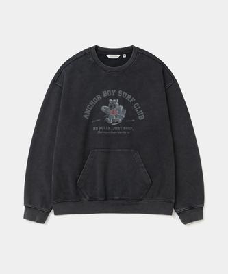 UNIFORM BRIDGE Anchor Boy Dyeing Sweatshirt Black