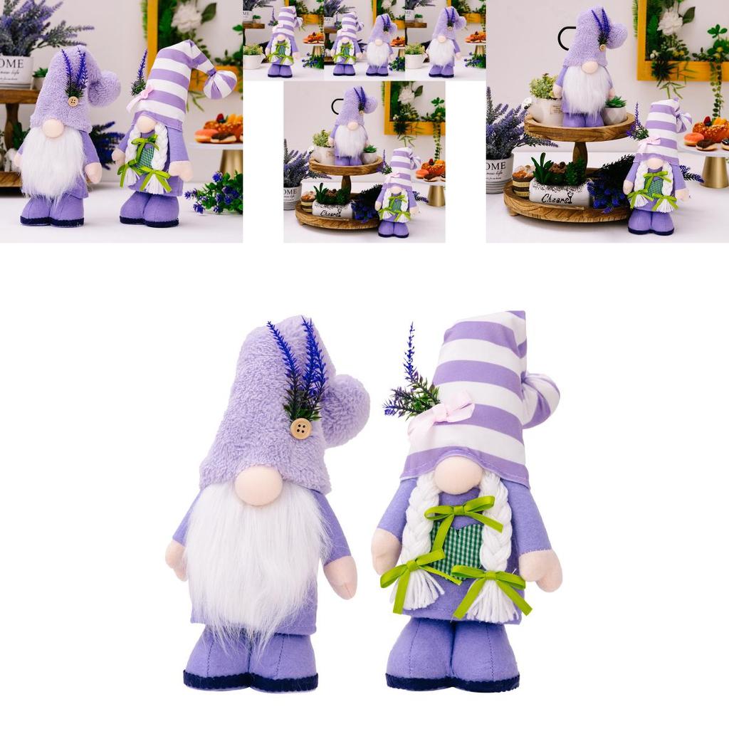 Elegante Lavendel-Lila Wichtel Tischdeko Figur für Muttertagsfeierlichkeiten aus Polyestermaterial