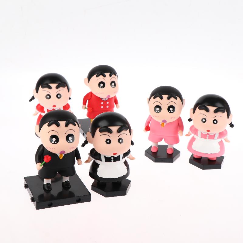 2Pcs/Set Crayon Shin Chan Anime Figures Cute Cartoon Pvc Figure Doll Ornament Desktop Decoration Couple Collectible Gifts