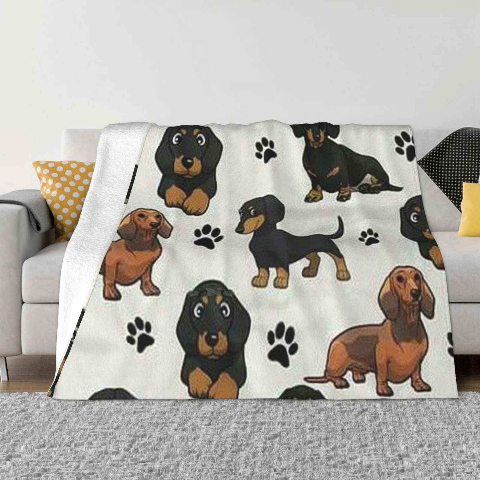 

Dachshund Dog Cartoons Cute New Selling Custom Print Flannel Soft Blanket Dogs Pets Puppy Funny Animals Dachshunds Weiner Dog 30x40in