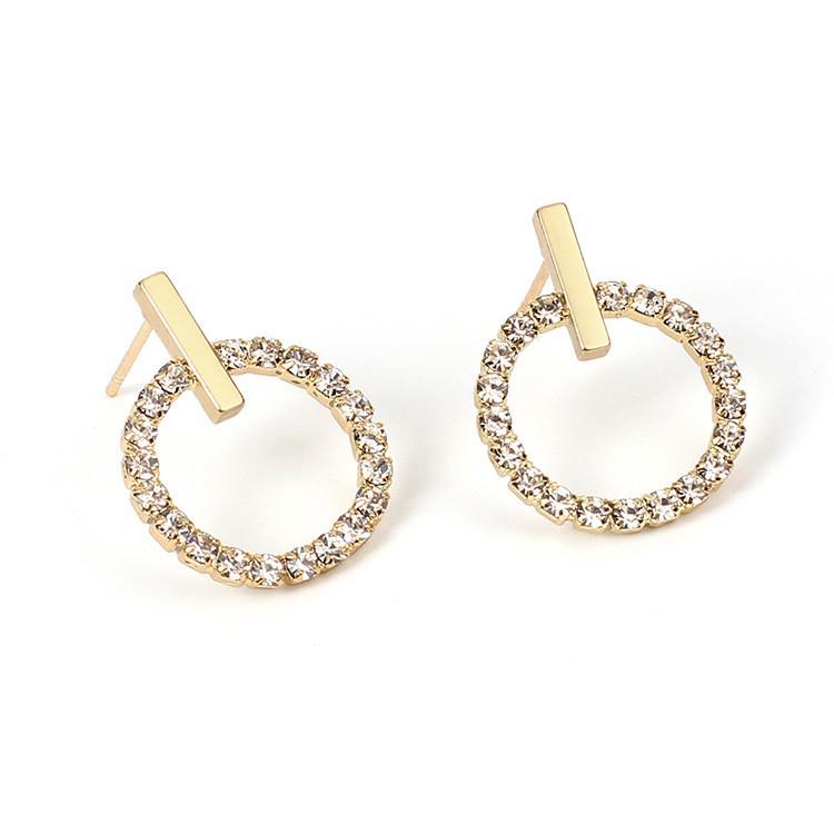 S925 Silver Needle Minimalist Mini Circle Diamond Earrings for Women