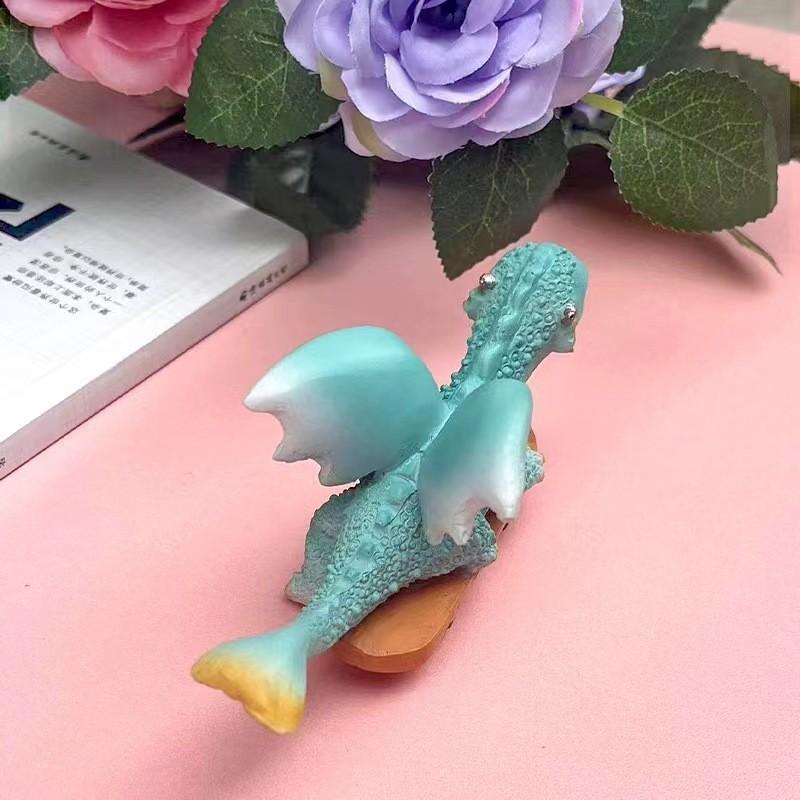 Entzückende Kreative Cartoon Dinosaurier Figur Niedlicher Skateboardender Harz Heimdeko