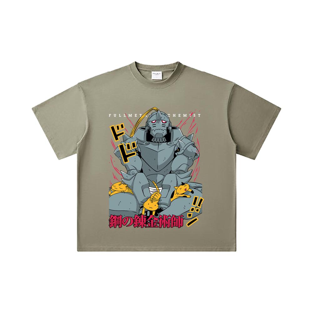 260 GSM Double Yarn 32 Count 100% Cotton Fullmetal Alchemist V4 Alphonse Print Unisex Heavy Cotton T Shirt