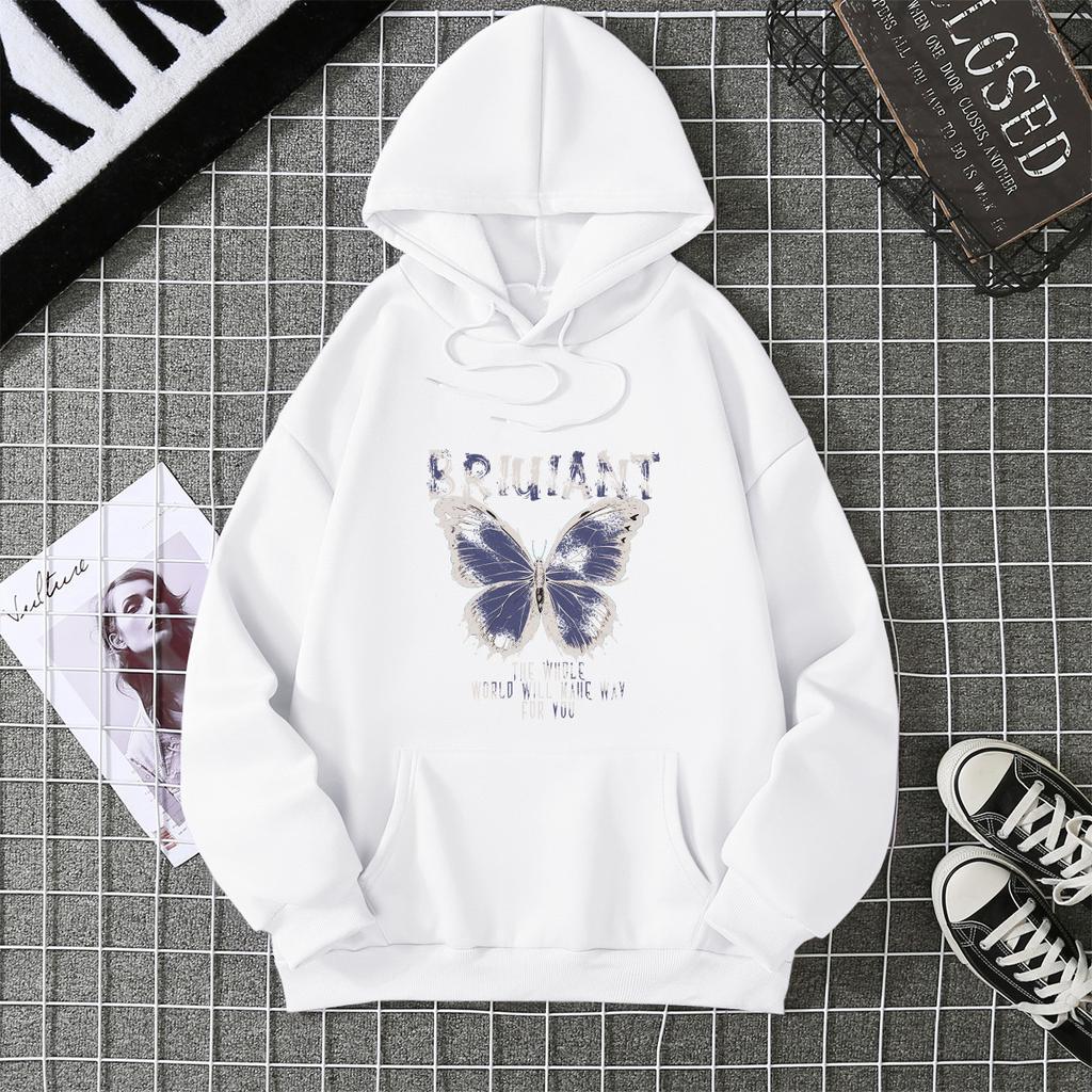 2025 Real Shot Autumn and Winter Velvet Hooded Sweater Women's Loose Butterfly Top Women's Coat