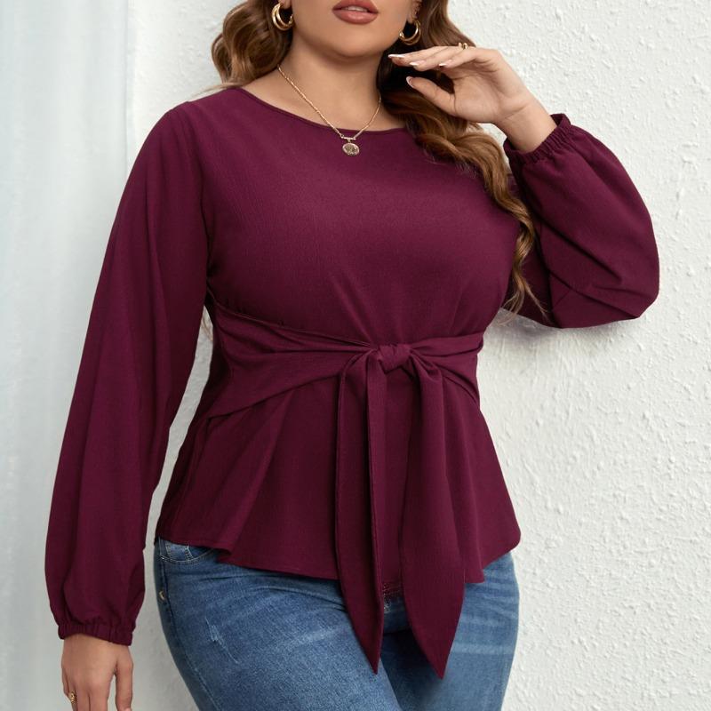 

HNXC женские модные повседневные осенне-зимние однотонные блузки и рубашки с круглым вырезом и длинными рукавами с принтом XXXXL фиолетовый