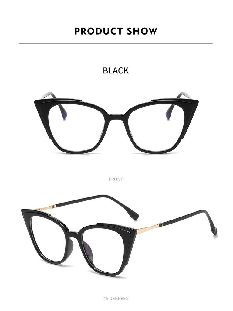 Women's Cat-Eye Prescription Glasses with Spring Hinge, Anti-Blue Light Slimming Design for Larger Faces.