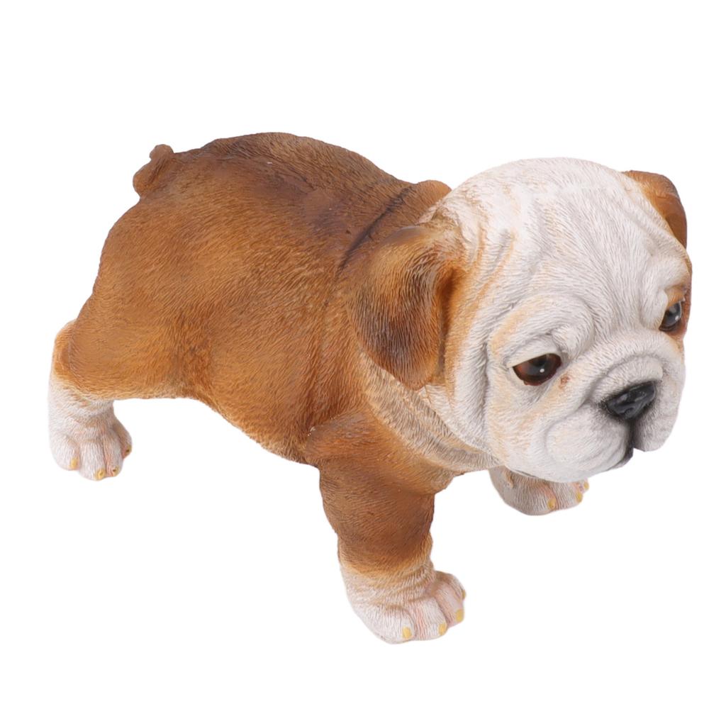 English Bulldog Puppy Statue Lifelike Resin Bulldog Sculpture for Garden Lawn Porch Decoration