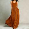 2026 European and American Summer New High-end Solid Color Sleeveless Vest Pocket Dress Women's Long Dress