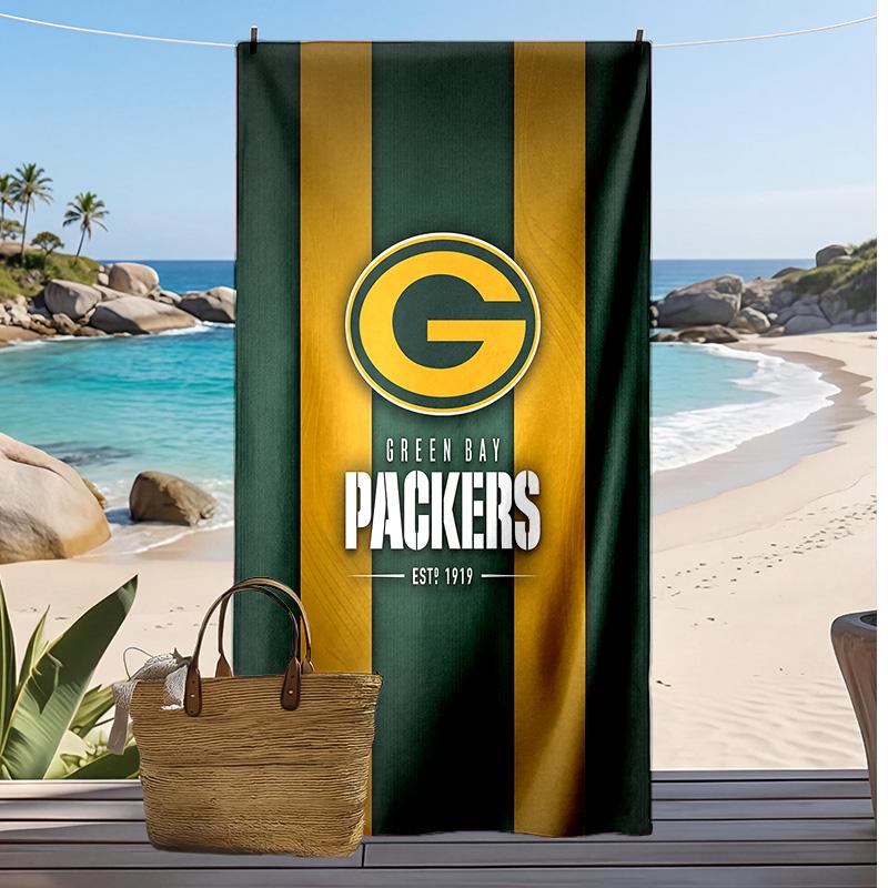 Asciugamano da Spiaggia Stampa Green Bay Packers Morbido Portatile Asciugatura Rapida?Asciugamano Asciutto Per Piscina Vacanza Estiva Sport all'Aperto