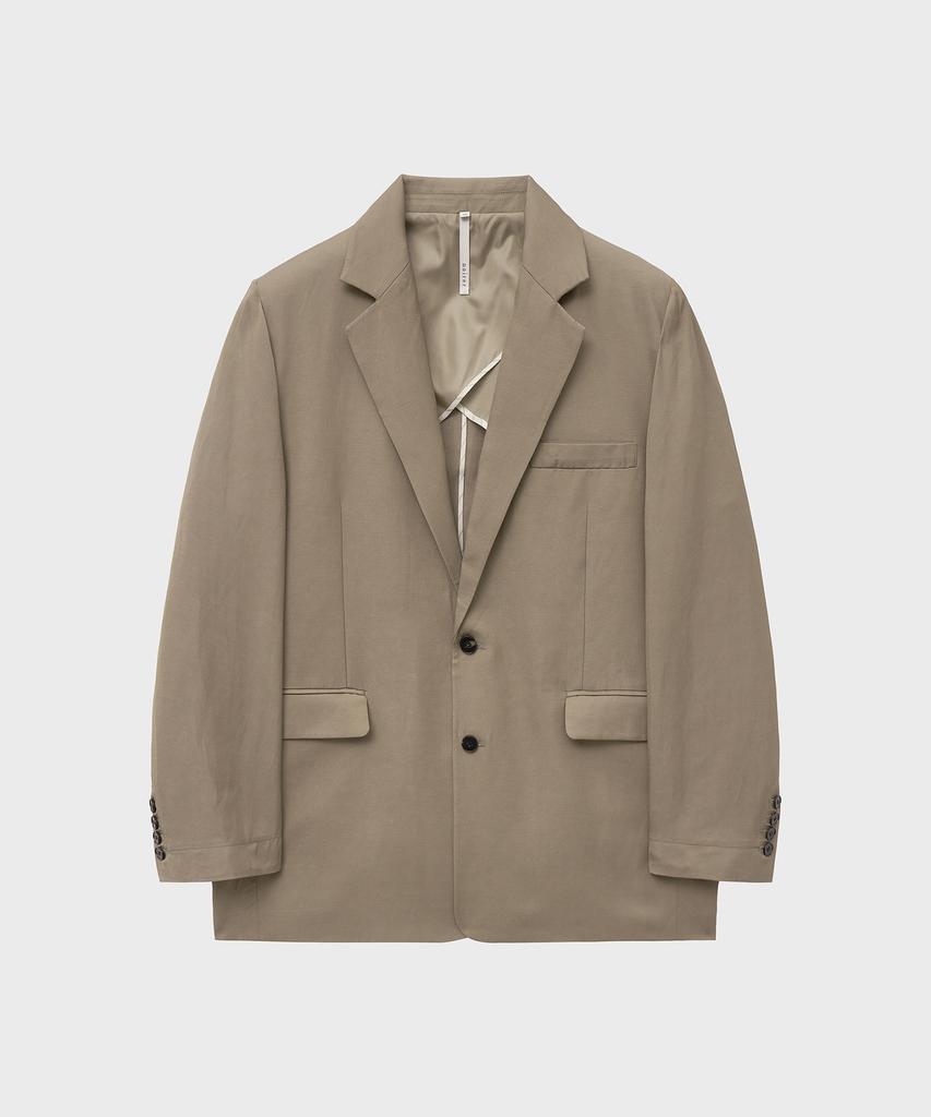 Noirer Linen Oversized Blazer (Beige)