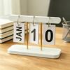 Wooden Perpetual Desk Calendar Daily Desktop Standing Flip Calendar with Day