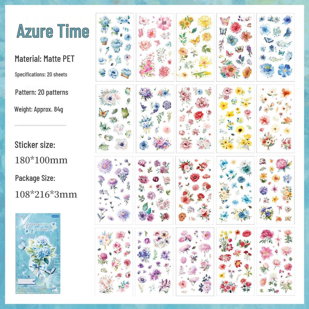Nature Series Transparent Waterproof Floral Sticker Book for DIY Journals