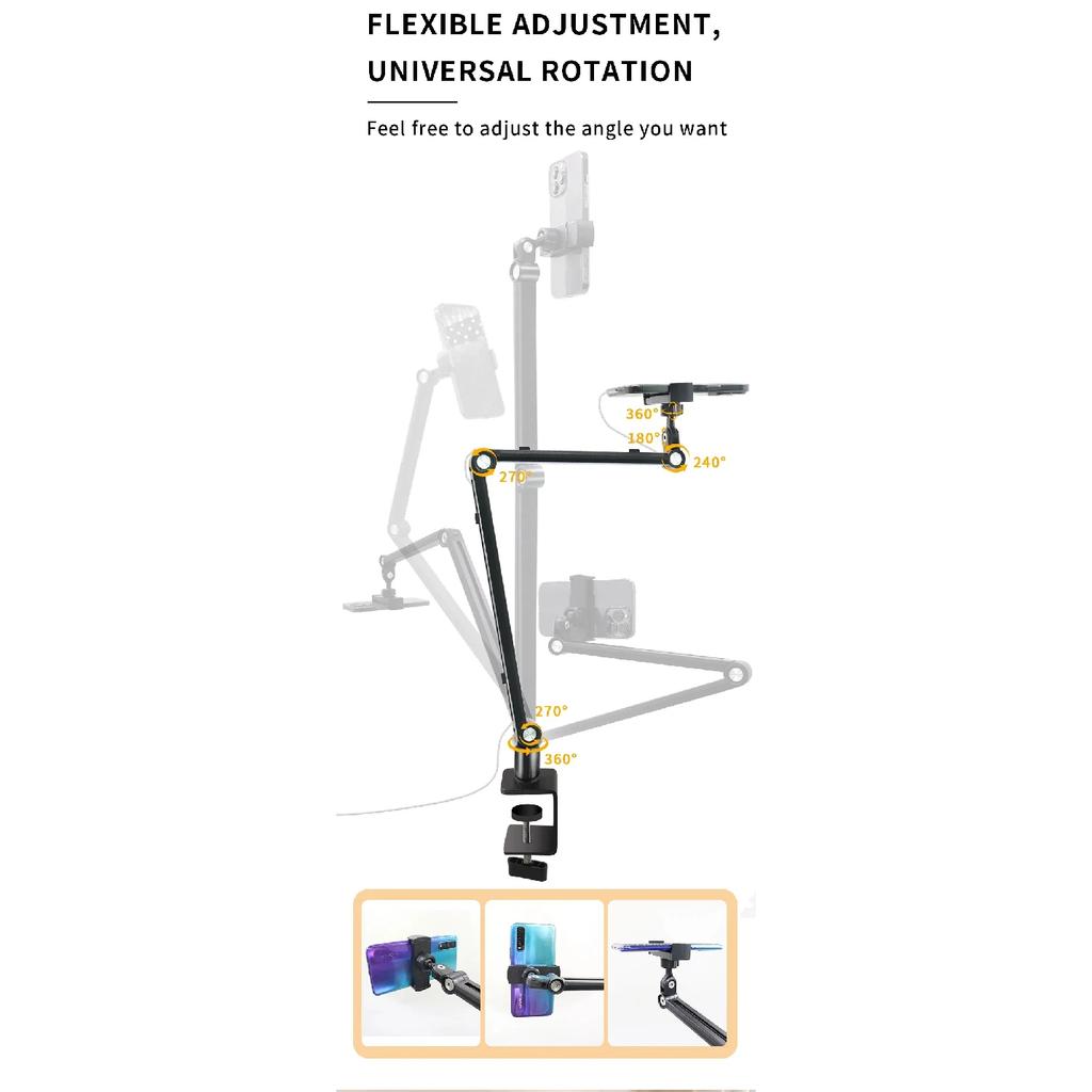 2025 Tablet Stand Holder for Ipad,Portable Monitor Stand Desk Mount for 15.6'' 16'' Screen,Aluminum Long Arm with Rotating