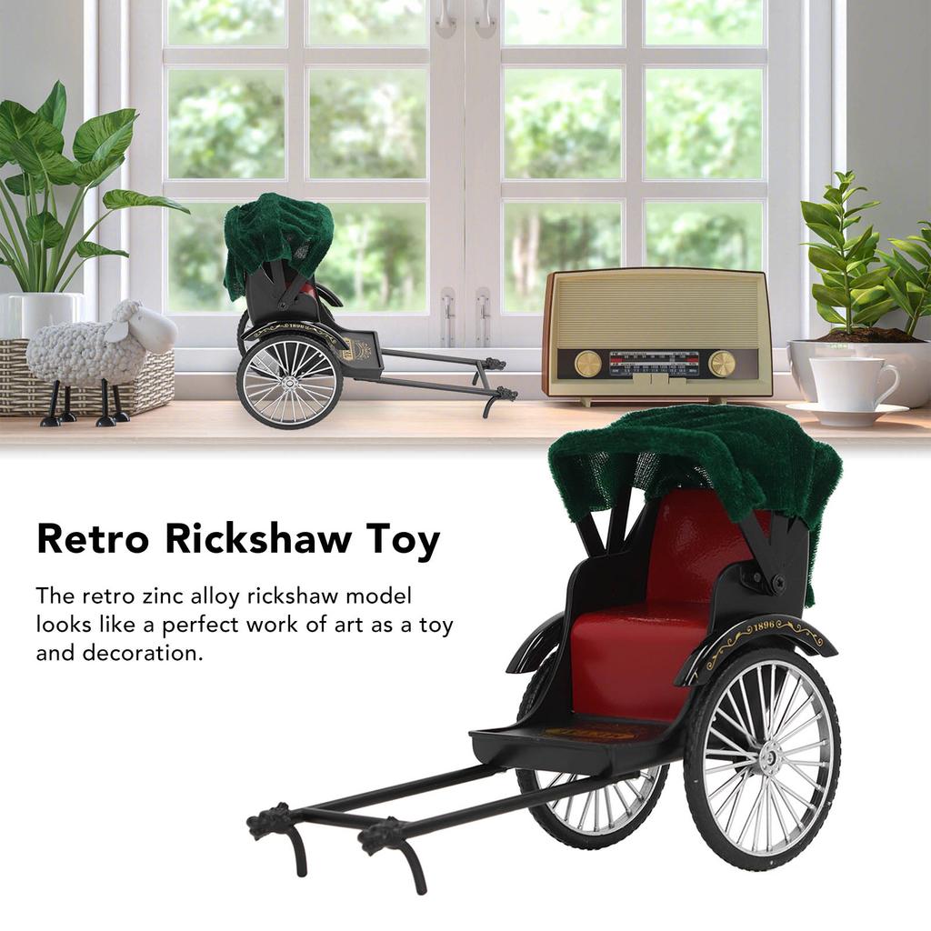 Simulation Rickshaw Model Toy Alloy Delicate Details Exquisite Workmanship Jinrikisha Decoration for Home Decoration