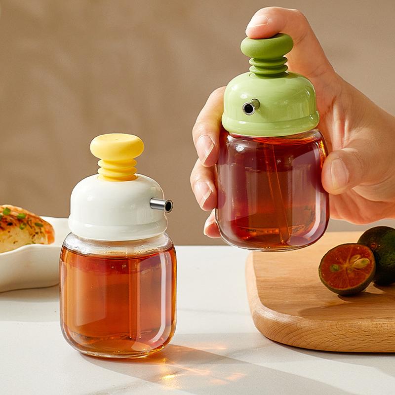 Glass Oil Squeeze Bottle Portion Control Seasoning Tool Soy Sauce Vinegar Dispensers Lemon Juice Pouring Jar for Kitchen Gadgets