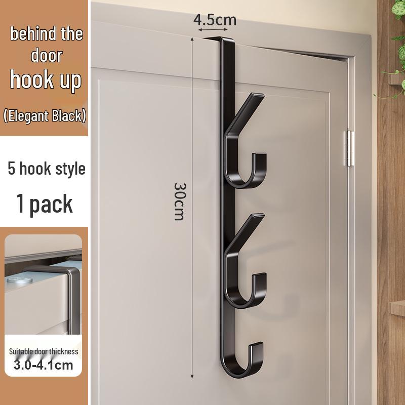 Adhesive-Free Multi-Functional Vertical Clothes Hooks for Bathroom Doors